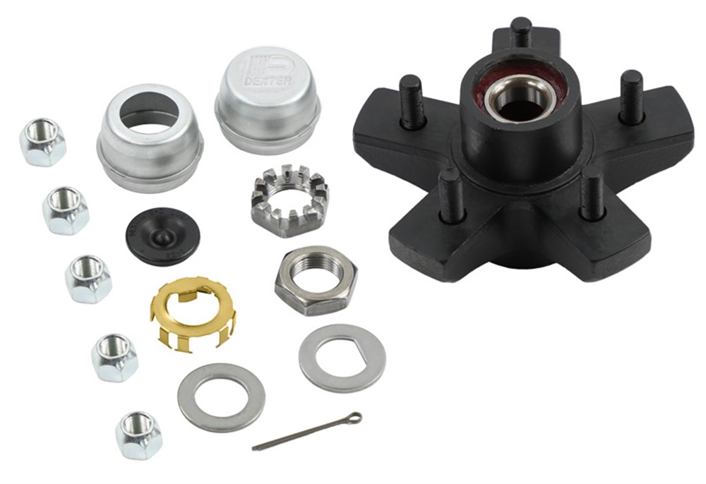 Trailer Hub, 1-3/8" X 1-1/16" Bearings, 5 X 5" Bolt Pattern, Includes Races, Painted Finish. Dexter Brand (Hub Only)