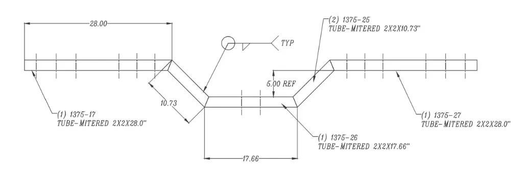 Crossbar Wldmt, Drp, 2X2X120X86", Diag Holes, Galv (5" Frm Manitou)