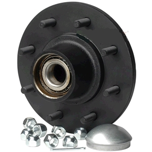 Trailer Hub, 1-3/4" X 1-1/4" Bearings, 8 X 6.5" Bolt Pattern, Painted Finish, Pre-Greased.
