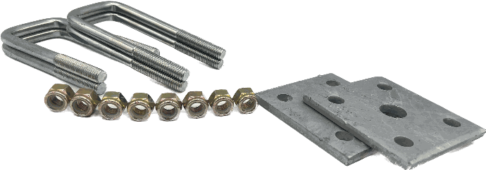 Tie Plate Kit Square 1.5" With 4" Long U-Bolts. For 3/8" U-Bolts
