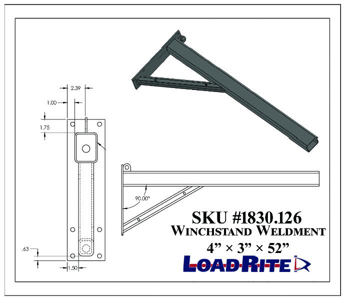 Winchstand Weldment – 4×3×52? 90° Angle From Base *Mounting Hardware, Support Brackets, Winch, Or Straps* Not Included