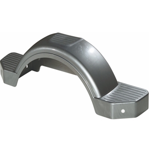 Trailer Fender, Material: Plastic, Color: Silver, 34.5" Inside L - 45" Outside L x " Bottom W - " Top W x 14.5"H, Side: Right Hand, Fits: 15" Wheels, Brand: Load Rite, Sold as a pair