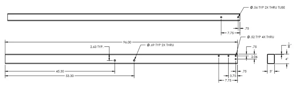 Tongue, 4X3X.120X96", Galv
