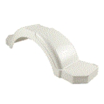 Trailer Fender, Material: Plastic, Color: White, 45"L x 10.25" Bottom W - 8" Top W x 13"H, Fits: 14" & 15" Wheels, Brand: Tie Down Engineering, Sold as each