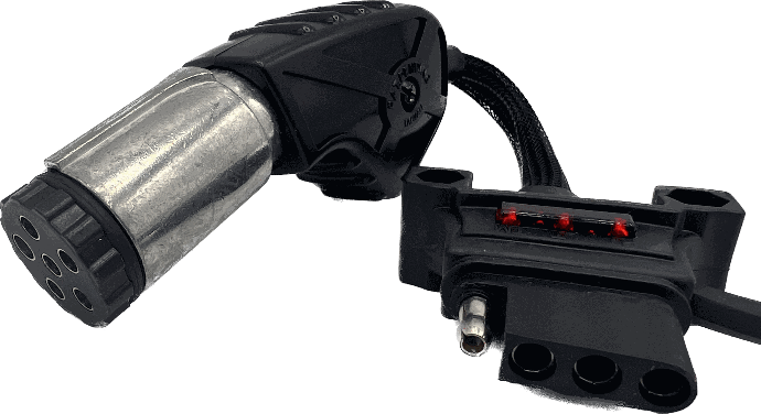 Flexible Wire Adpater, 6-Way Round (Tow Vehicle) To 4-Way Flat (Trailer). Hopkins Brand.