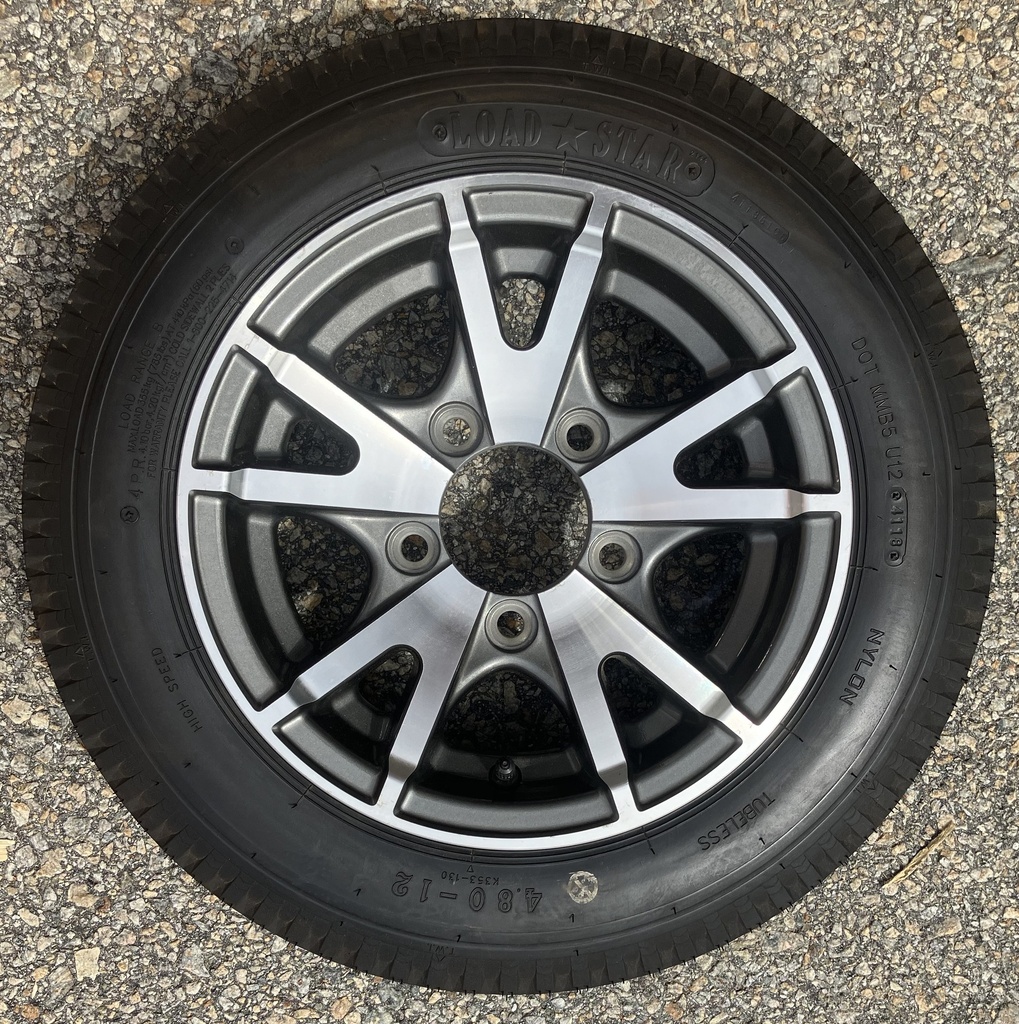 *SPECIAL - See Description* 4.80-12 4-Ply 5-Lug Aluminum Load Star Brand (Used On Lr 14F Trailers April 2019) 30557Gm