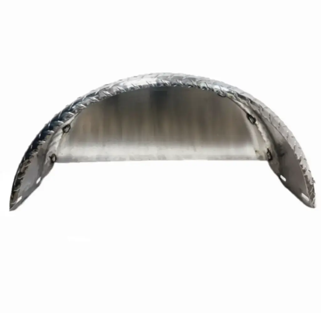 Trailer Fender, Material: Diamond Plate Aluminum With Skirt, 33.5"L x 9"W x 15"H, Thickness: .083", Fits: 14" & 15" Wheels, Brand: Load Rite, Sold as each