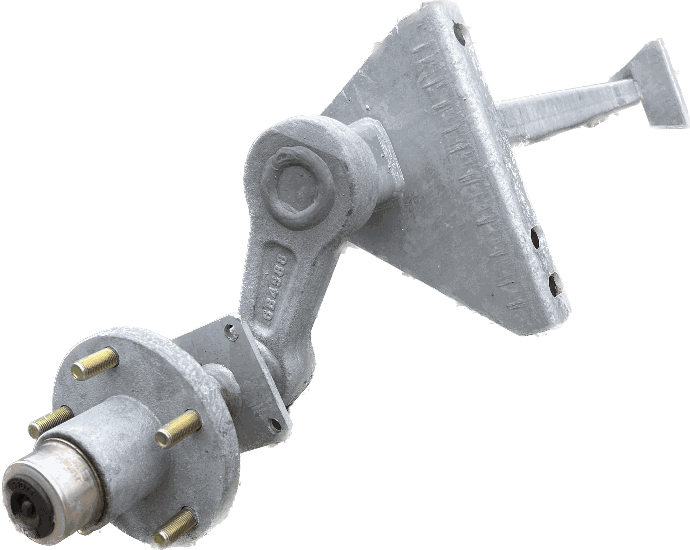 Torsion Axle, 2,200 lb Capacity, 52" Frame Center, 71” Hub Face, 54” Outside Bracket, 45* Down Angle, Galvanized, Manufactured by Knott, Fits Triton Trailers