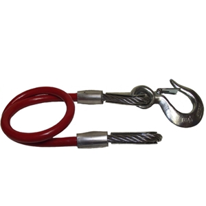 NLA - Trailer Safety Hitch Cable 3/8" X 36" 12K Rating Per Pair. Red With Locking Hook.