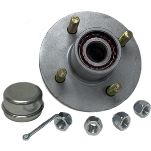 Trailer Hub, 1" X 1" Bearings, 4 X 4" Bolt Pattern, Galv-X Finish, Pre-Greased. Tie Down# 81063
