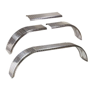 Trailer Fender, Material: Diamond Plate Aluminum, Adjustable with no Teardrop, 60"-72"L x 9"W x 16"H, Thickness: .080", Fits: 13" & 14" Wheels, Brand: Tie Down Engineering, Sold as each