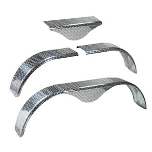 Trailer Fender, Material: Diamond Plate Aluminum, Adjustable with Teardrop, 60"-72"L x 9"W x 16"H, Thickness: .080", Fits: 13" & 14" Wheels, Brand: Tie Down Engineering, Sold as each