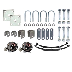 Trailer Axle Suspension Kit For 2-3/8" Round Tube Axles (Single Axle, Includes 1-3/8" X 1-1/16" Hubs)