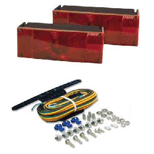 Tail Light Kit, Rectangular "Low Profile", Submersible And Incandescent. Approved For All Trailer Widths. Blazer Brand.
