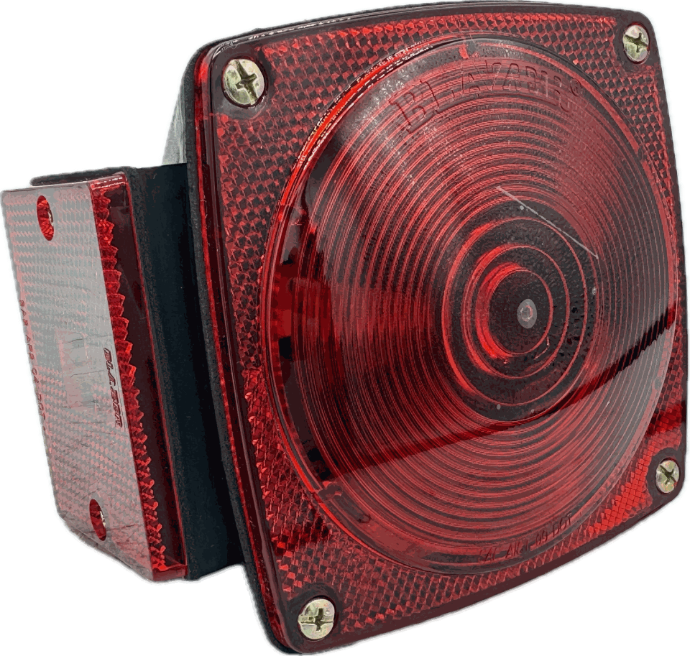 Square Incandescent Tail Light. Approved For Trailers Under 80". Left Hand Side Submersible Blazer Brand
