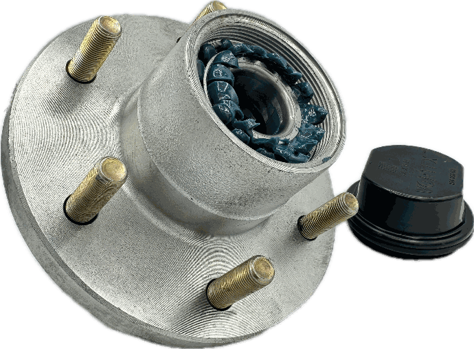 Trailer Hub, 1-3/4" X 1-1/4" Bearings, Vortex Grease System, 6 X 5.5" Bolt Pattern, Galv-X Finish, Pre-Greased. 1.5" Long Studs (81036)