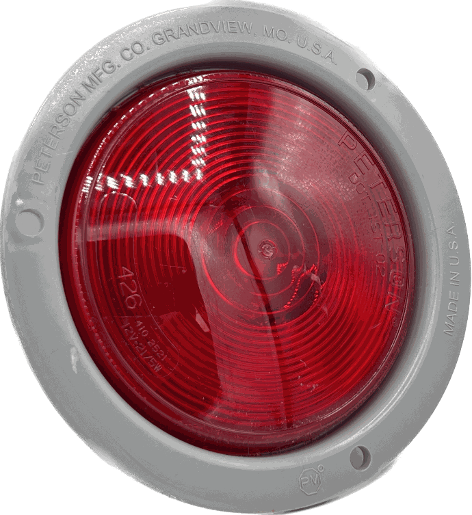 Round 4" Incandescent Tail Light. Flange Mount. Peterson Brand