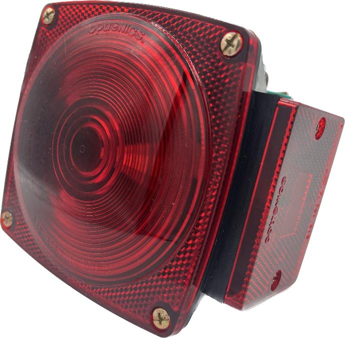 Square Incandescent Tail Light. For Trailers Under 80" Wide. Right Hand Side. Submersible. Optronics Brand