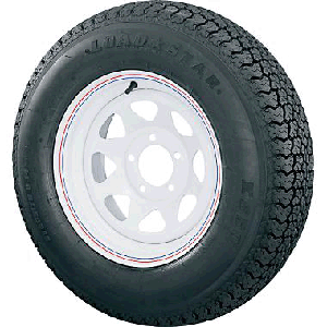 Karrier KR03 St185/80 13", LR:C/6-Ply, 5-Lug White Painted Spoke Radial Trailer Tire & Wheel