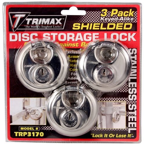 TRIMAX 3-Pack of Keyed-Alike Stainless Steel 70mm Round Padlock With 10mm Shackle