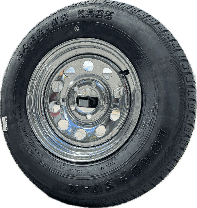 Karrier KR35 St205/75 14", LR:C/6-Ply, 5-Lug Chrome Modular Radial Trailer Tire & Wheel