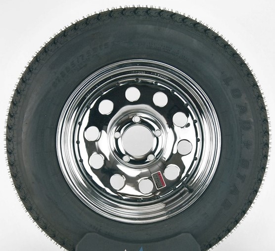 Karrier KR03 St215/75 14", LR:C/6-Ply, 5-Lug Chrome Modular Radial Trailer Tire & Wheel