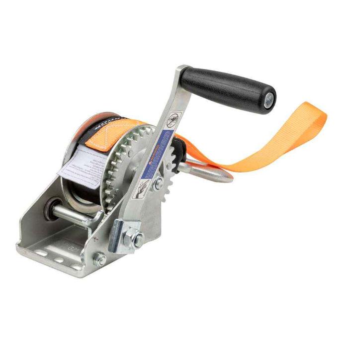 Curt Hand Winch 900# with 15' Strap and Bow Loop, 6.5" Handle