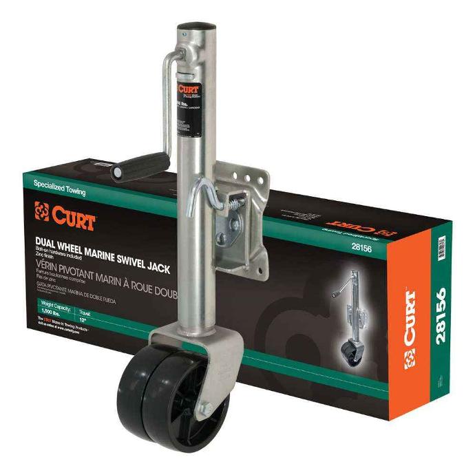Curt Marine Swivel Jack, Twin Wheel, 1500#, 10" Lift, Boxed