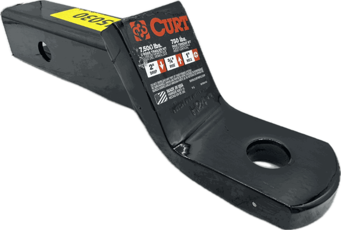 Curt Ball Mount, Class 3, 2" Square, Hollow, 2" Drop/3/4" Rise, 7-1/2" Long