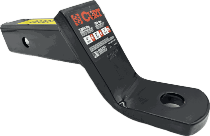 Curt Ball Mount, 2" Square, Hollow, 4" Drop/2" Rise, 8-1/4" Long