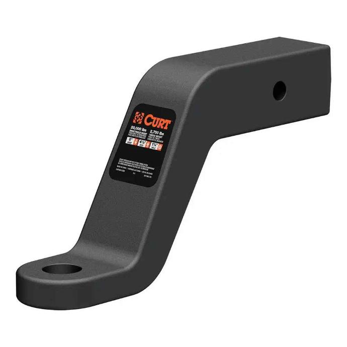 Curt Ball Mount, 20000 Lb Capacity, 2-1/2" Square, Solid, 6" Drop/4-1/2" Rise, 9" Long