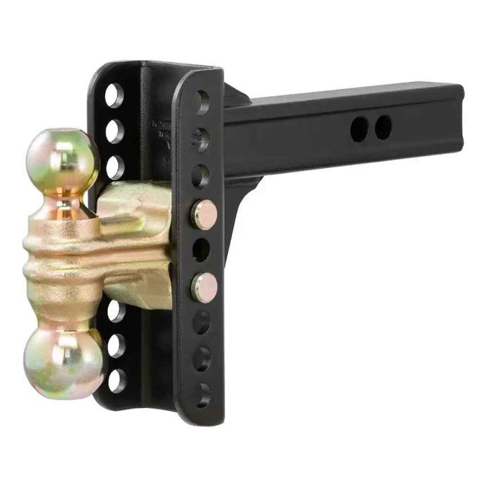 Curt Adjustable Channel Ball Mount, 2" and 2-5/16" Flip Ball, 2" Square, 6" Max Drop, 5-1/4" Max Rise, 11"-12" Long