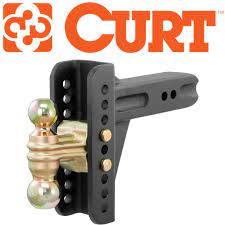 Curt Adjustable Channel Ball Mount, 2" and 2-5/16" Flip Ball, 2-1/2" Square, 6" Max Drop, 5-1/4" Max Rise, 11"-12" Long