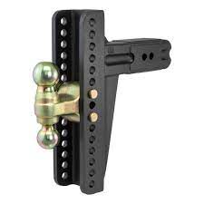 Curt Adjustable Channel Ball Mount, 2" and 2-5/16" Flip Ball, 3" Square, 10-5/8" Max Drop, 8-5/8" Max Rise, 11"-12" Long