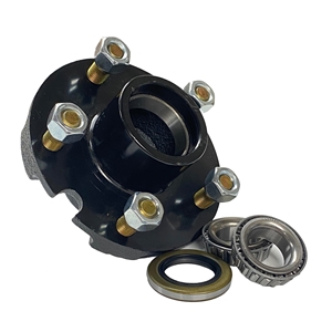 Trailer Hub. 1-1/4" X 3/4" Bearings, 5 X 4.5" Bolt Pattern, Painted Finish, Pre-Greased