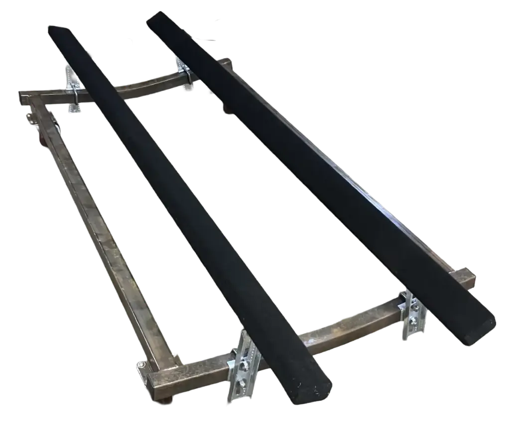 Bare Steel Display Boat Dolly With Rubber Casters - Capacity: 3,000 Lbs. Dimensions: 39.5" Wide x 84" Length