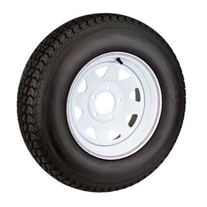 *Special* Karrier KR03 St185/80 13", LR:D/8-Ply, 5-Lug White Painted Spoke Radial Trailer Tire & Wheel *Bead Balanced*