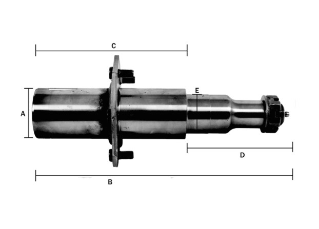 3000# Stub Spindle with Brake Flange, 1-3/4" x 1-1/4" (6000 # Axle)