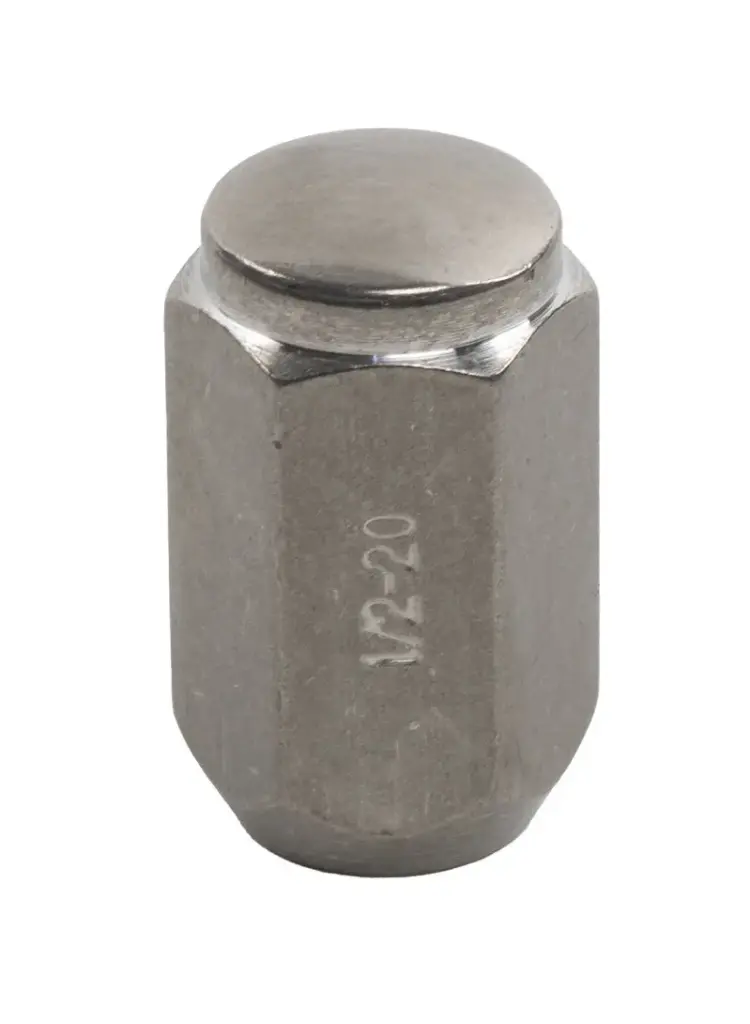Lug Nut, Threads: 9/16"-18, Cone: 60 Degrees, Overall Length: 1.4", Finish: Stainless Steel, Style: Closed, Socket Size: 3/4", Brand: DeeMaxx