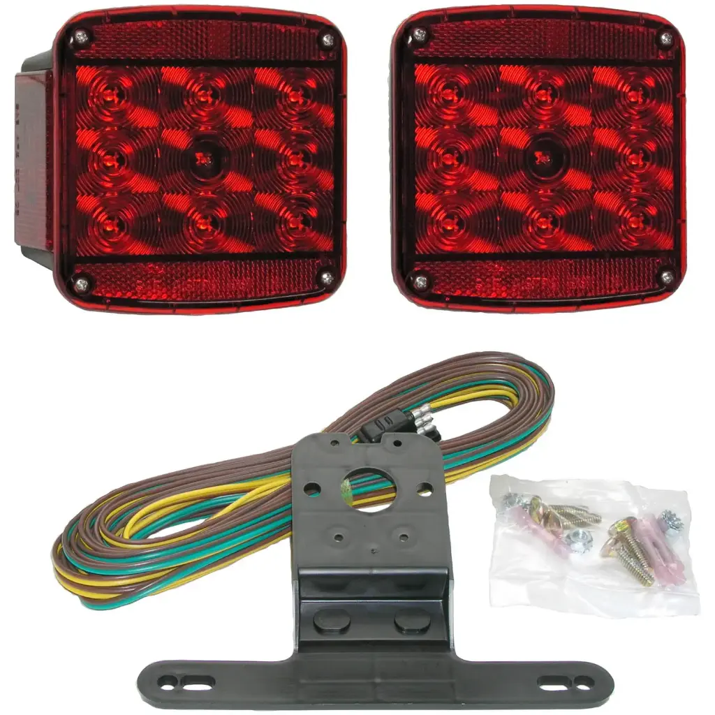 Tail Light Kit, Square, Submersible, And Led. Approved For Trailers Under 80". Peterson Brand (Replaces C7423)