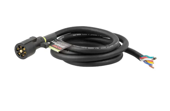 Trailer Wiring, 7-Round Blade Connector With 8' OAL Wires For Trailer Side, Curt Brand (Replaces 20244)