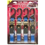 Tie Down Ratchet Straps, 1200 Lb, 1" X 10' (4-Pack)