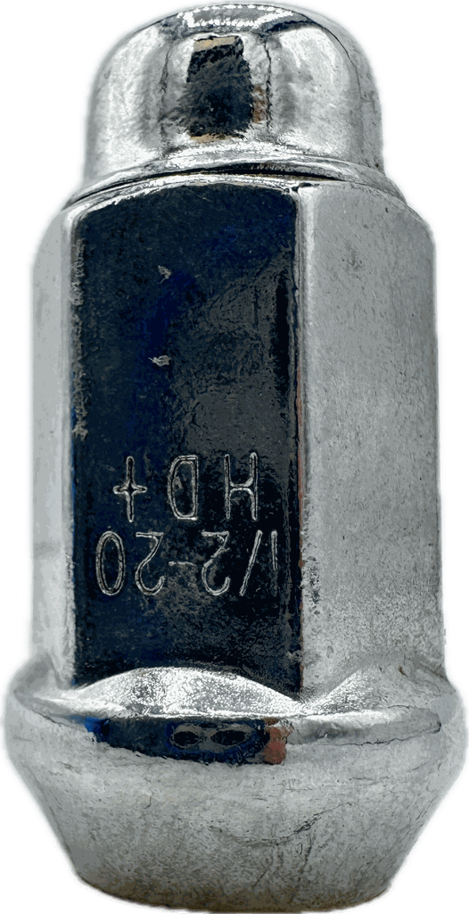 N.L.A. Lug Nut, Threads: 1/2"-20, Cone: 60 Degrees, Overall Length: 1.69", Finish: Chrome, Style: Acorn, Socket Size: 13/16", Brand: Load-Rite