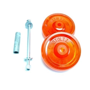 Bow Stop Assy. 6" Twin Poly Rollers, Orange 1/2" Hole