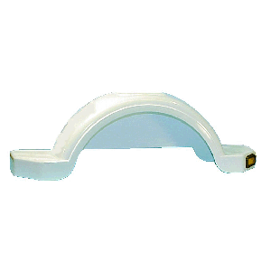 Trailer Fender, Material: Plastic, Color: White, Side: Left Hand, 43.5"L x 8" Top W - 9.7" Bottom W x 9.5"H, Fits: 13" - 14" Wheels, Brand: Horizon Global, Sold as each