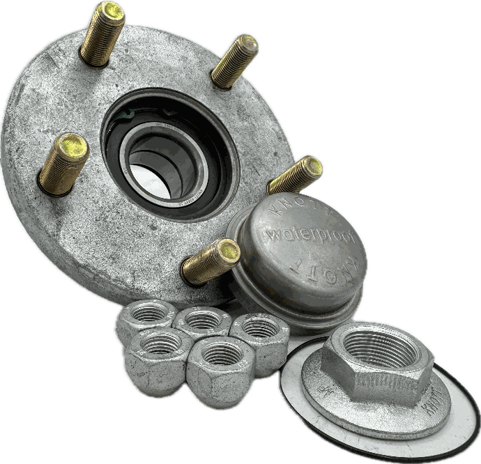 Trailer Hub, Knott Sealed Ball Bearing, 5 X 4.5" Bolt Pattern, Galvanized, Used On Karavan And Magic Tilt Trailers (Magic Tilt # Pd2750, Karavan #200-00036-Sp2)